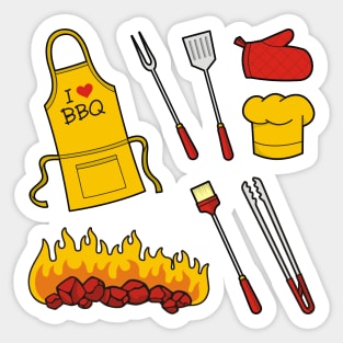 Barbeque Icons on Black Sticker